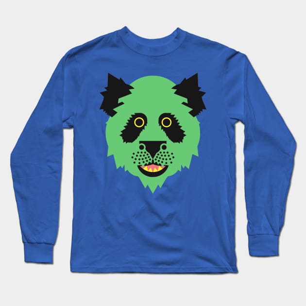 Panda Face Green Long Sleeve T-Shirt by AnimalMagic